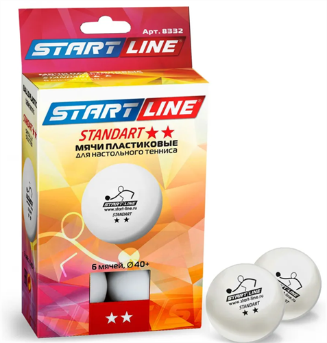 Start line Мячи для настольного тенниса Standart 2* New (6шт) - фото 108965