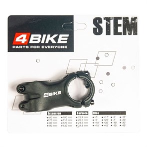 4Bike Вынос руля алюминиевый L: 60, R: +6 ̊, D: 31.8 мм TDS-C301 61278